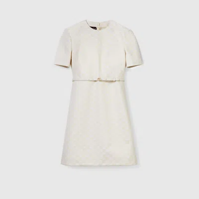 Gucci Gg Cotton Gabardine Dress In Sand