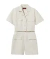 Gucci Gg Cotton Gabardine Jumpsuit In Beige And White