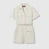 Gucci Gg Cotton Gabardine Jumpsuit In Neutral