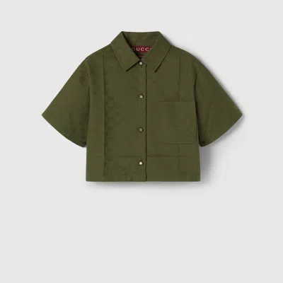 Gucci Gg Cotton Gabardine Shirt In Green