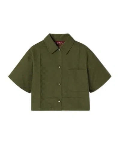 Gucci Gg Cotton Gabardine Shirt In Green