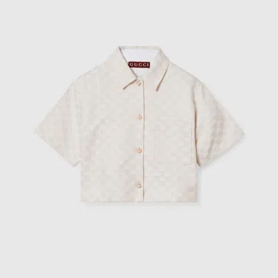 Gucci Gg Cotton Gabardine Shirt In Neutral