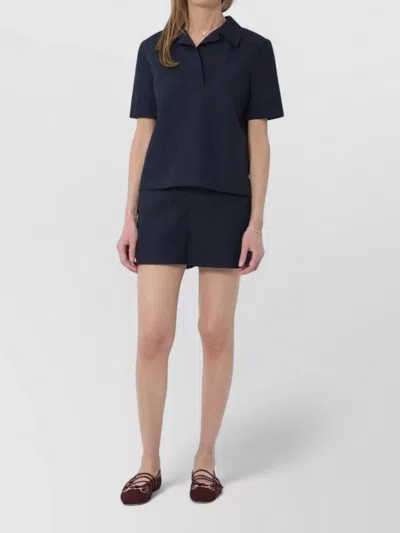 Gucci Gg Cotton Gabardine Short Sleeve Shirt In Blue