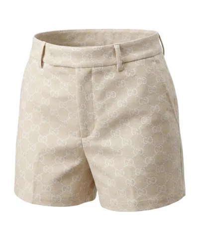 Gucci Gg Cotton Gabardine Shorts In Nude