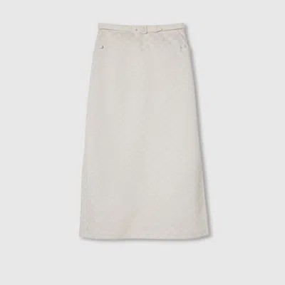 Gucci Gg Cotton Gabardine Skirt In Neutral