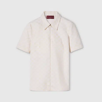 Gucci Gg Cotton Gabardine T-shirt In Neutral