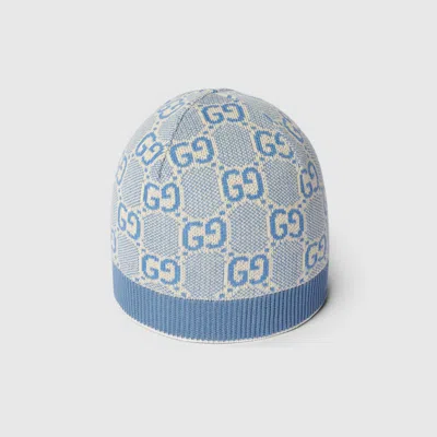 Gucci Babies' Gg Cotton Hat In Blue