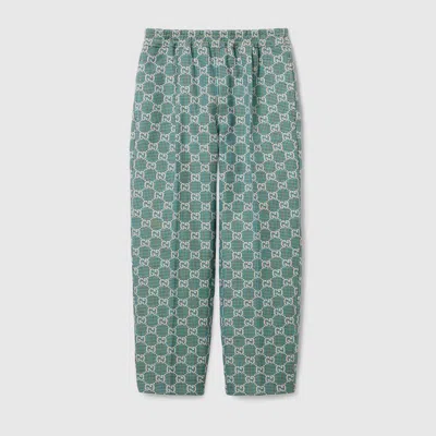 Gucci Kids' Gg Cotton Houndstooth Pants In Green