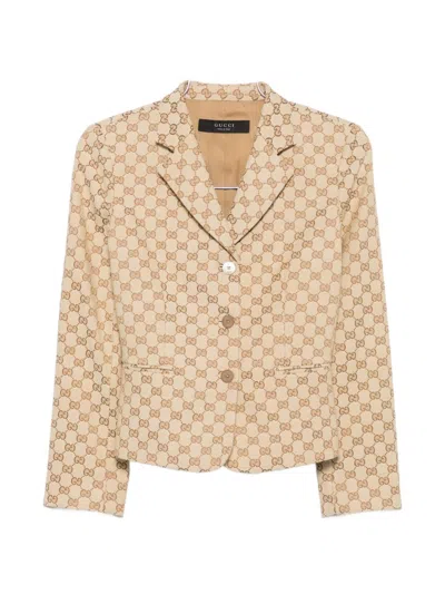 Gucci Gg Cotton Jacket In Beige