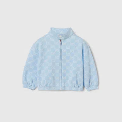 Gucci Babies' Gg Cotton Jacket In Blue