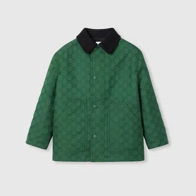 Gucci Kids' Gg Cotton Jacket In Green