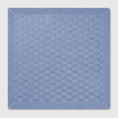 Gucci Babies' Gg Cotton Jacquard Blanket In Blue