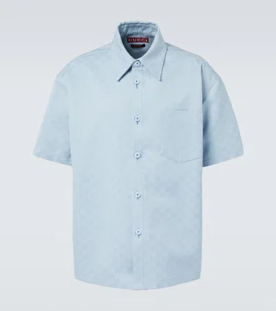 Gucci Over Fit Work Shirt Double Gg In Blue