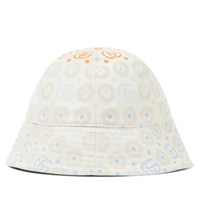 Gucci Kids' Gg Cotton Jacquard Bucket Hat In Multi