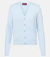 Gucci Gg Cotton Jacquard Cardigan In Light Blue/white