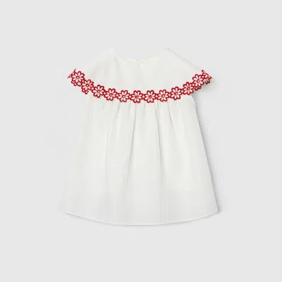 Gucci Babies' Gg Cotton Jacquard Dress In White