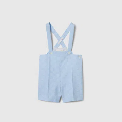 Gucci Babies' Gg Cotton Jacquard Overall In Blue