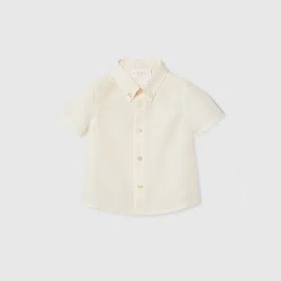 Gucci Babies' Gg Cotton Jacquard Shirt In White