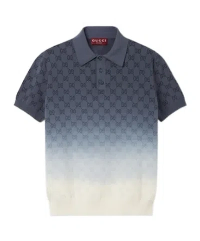 Gucci Gg Cotton Knit Jacquard Polo Shirt In Multi