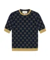 Gucci Gg Supreme Cotton & Lurex Knit Sweater In Black