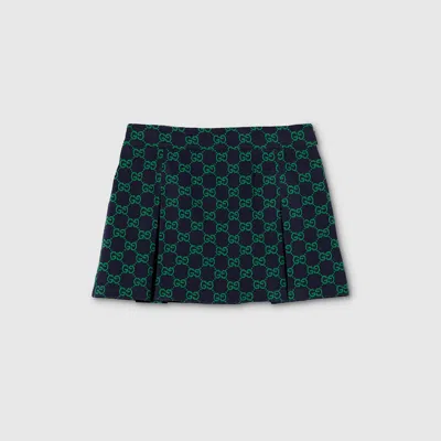 Gucci Gg Cotton Mini Skirt In Blue