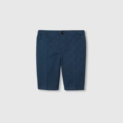 Gucci Babies' Gg Cotton Pants With Web In Blue
