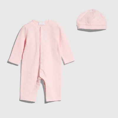 Gucci Babies' Gg Cotton Piquet Gift Set In Pink