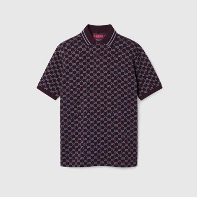 Gucci Gg Cotton Piquet Jacquard Polo Shirt In Multi