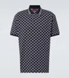 Gucci Gg Cotton Jacquard Polo Shirt In Navy/white