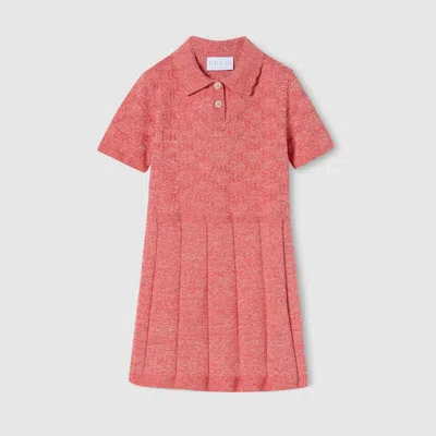 Gucci Kids' Gg Cotton Polo Dress In Pink