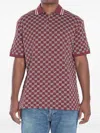 Gucci Men Red Polo Shirt With Striped Classic Collar In Gg Jacquard Cotton Man In Burgundy