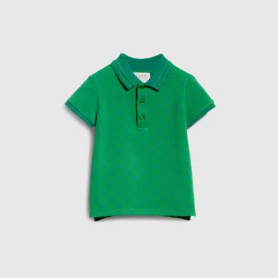 Gucci Babies' Gg Cotton Polo Shirt In Green