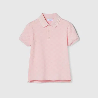 Gucci Kids' Gg Cotton Polo Shirt In Pink