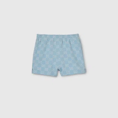 Gucci Babies' Gg Cotton Shorts In Blue