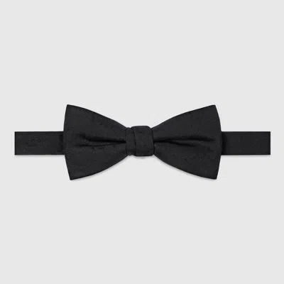 Gucci Gg Cotton Silk Bow Tie In Black
