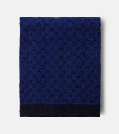 Gucci Gg Cotton Terry Towel In Blue