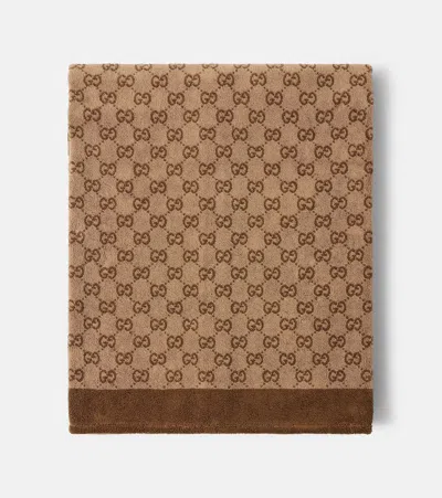 Gucci Gg Cotton Terry Towel In Brown