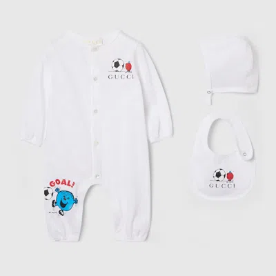 Gucci Babies' Gg Cotton Three-piece Gift Set In White