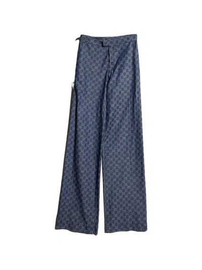 Gucci Gg Cotton Trousers In Blue
