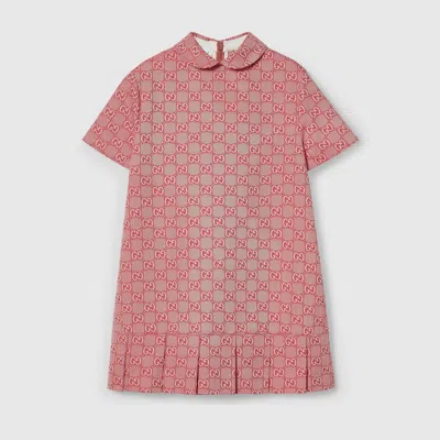 Gucci Kids' Gg Cotton Twill Dress In Red