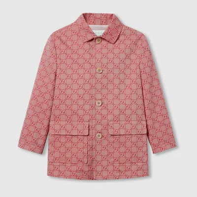 Gucci Kids' Gg Cotton Twill Jacket In Red