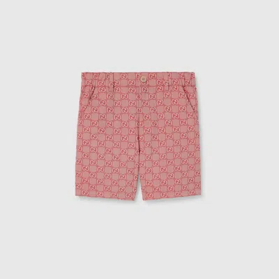 Gucci Kids' Gg Cotton Twill Shorts In Pink