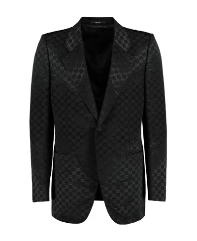 Gucci Gg Cotton Viscose Formal Jacket In Black