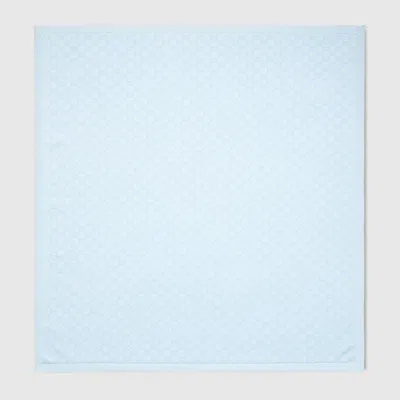Gucci Babies' Gg Cotton Wool Blend Blanket In Blue