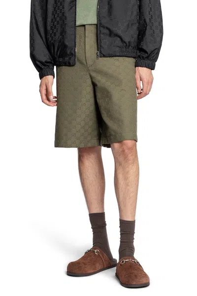 Gucci Gg Cotton Workwear Shorts In Green