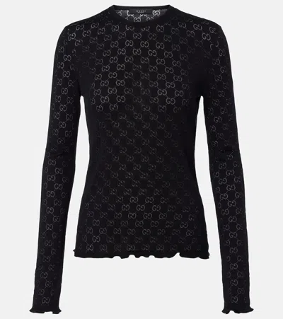 Gucci Gg Cotton-blend Devoré Sweater In Black