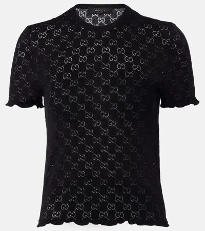 Gucci Gg Cotton-blend Devoré T-shirt In Black