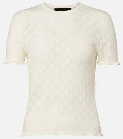 Gucci Gg Cotton-blend Devoré T-shirt In Neutral