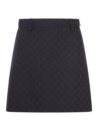 Gucci Gg Cotton-blend Miniskirt In Black