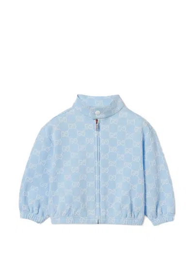 Gucci Babies' Gg Cotton-piqué Jacket In Blue